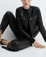 Mango Women's Leather Effect High Waist Pant