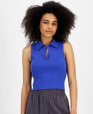 Calvin Klein Jeans Petite Ribbed Sleeveless Polo Top