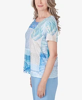Alfred Dunner Petite Hyannisport Patchwork Leaf and Lace T-Shirt