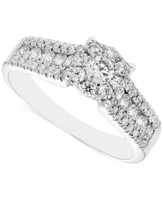 Diamond Halo Engagement Ring (3/4 ct. t.w.) in 14k White Gold