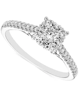 Diamond Square Halo Engagement Ring (1/2 ct. t.w.) in 14k White Gold