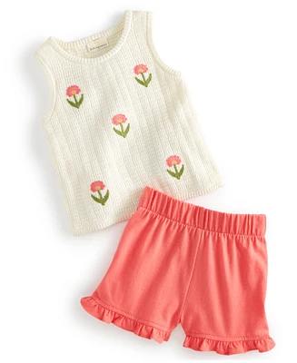 First Impressions Baby Girls Fresh Stamps Crochet Tank Top & Shorts, 2 Piece Set, Created for Macy's