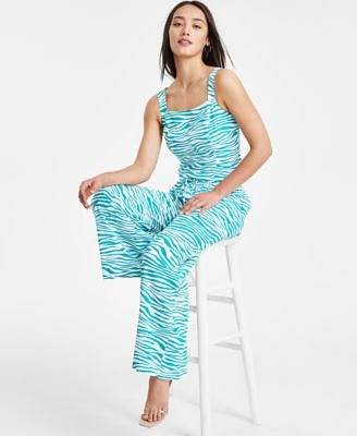 Bar Iii Petite Animal Print Sleeveless Top Printed Pull On Wide Leg Pants Created For Macys