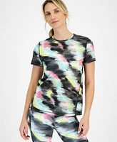 Id Ideology Women's Shibori Wave Printed Mesh Tee, Created for Macy's