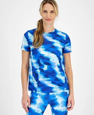 Id Ideology Women's Shibori Wave Printed Mesh Tee, Created for Macy's