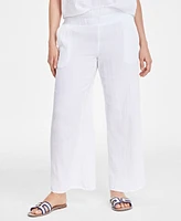 On 34th Women's Gauze Dolphin-Hem Ankle Pants