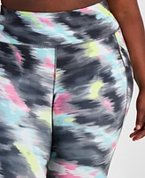 Id Ideology Plus Size Compression Shibori Wave Cropped Leggings, Created for Macy's