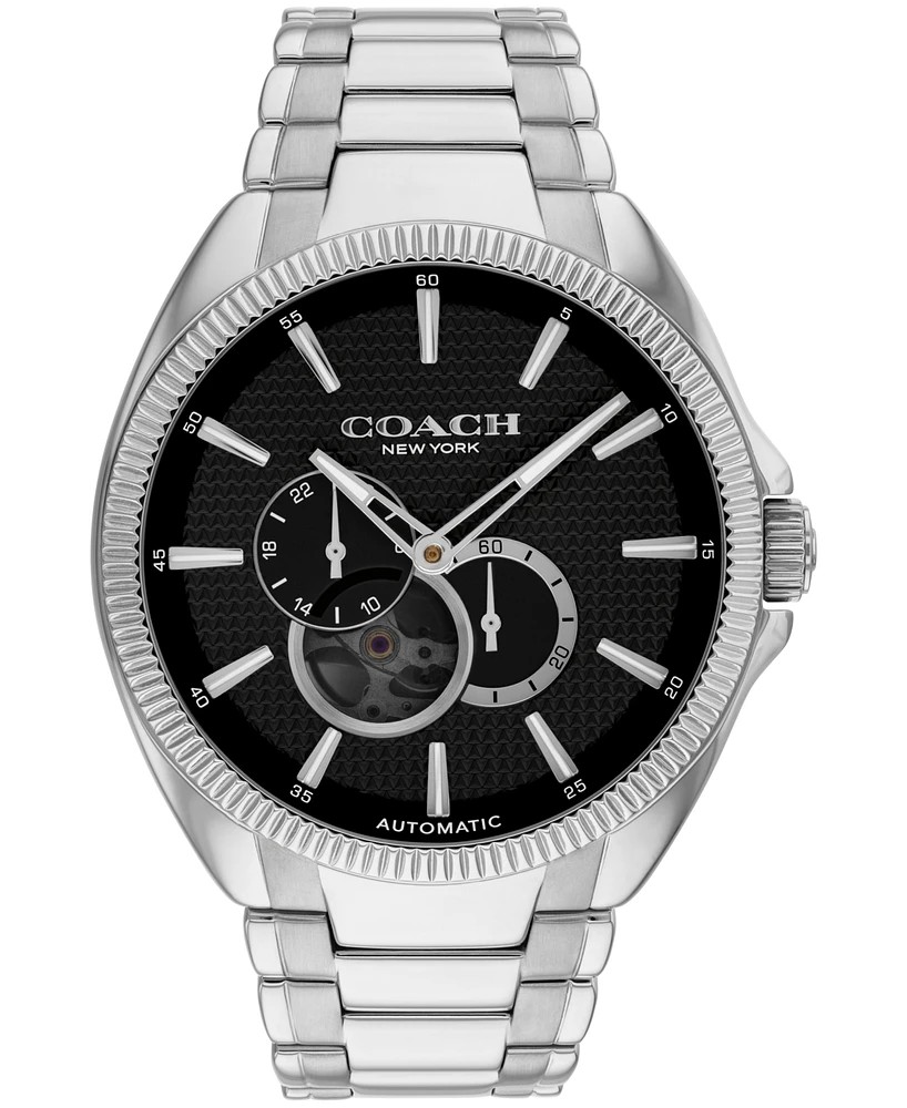 Coach Men's Automatic Jackson Silver-Tone Stainless Steel Watch 45mm