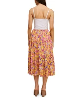 John Paul Richard Printed Tiered Midi Skirt Multi Tropical Print