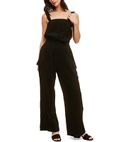 John Paul Richard Cotton Gauze Jumpsuit with Elastic Waist and Side Pockets