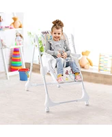 Slickblue Kids 3-In-1 Convertible Highchair with Adjustable Height and 5-Point Safety Belt and Lockable Wheels