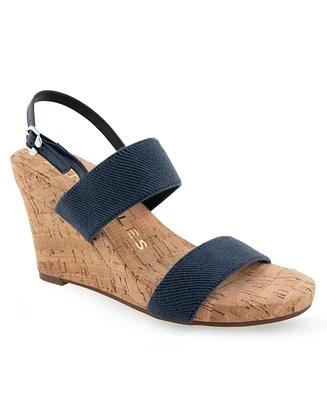 Aerosoles Women's Paxton Buckle Strap Wedge Sandals