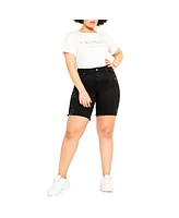 City Chic Plus Longline Distressed Short