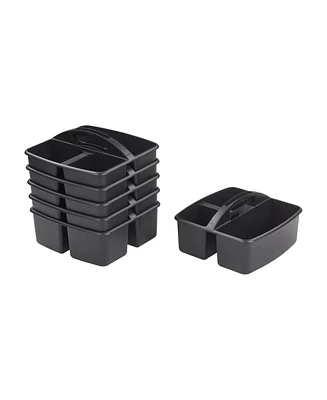 ECR4Kids 3-Compartment Storage Caddy, Supply Organizer, Grey, 6-Pack