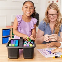 ECR4Kids 2-Compartment Storage Caddy, Black, 6-Pack