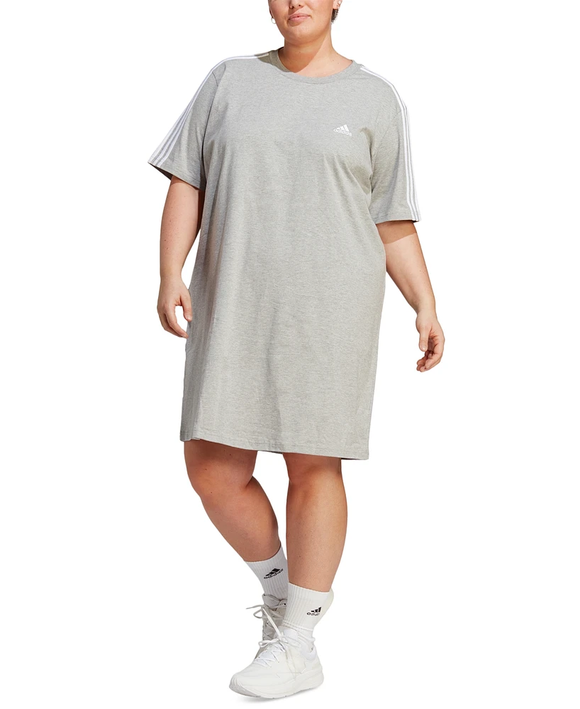 adidas Plus Essentials 3-Stripes Boyfriend T-Shirt Dress