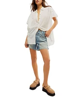 Free People Women's Palmer High Rise Roll Cuff Cotton Denim Shorts