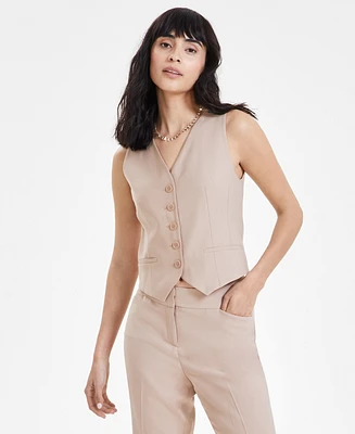 Bar Iii Women's Washed Twill Button Vest, Created for Macy's