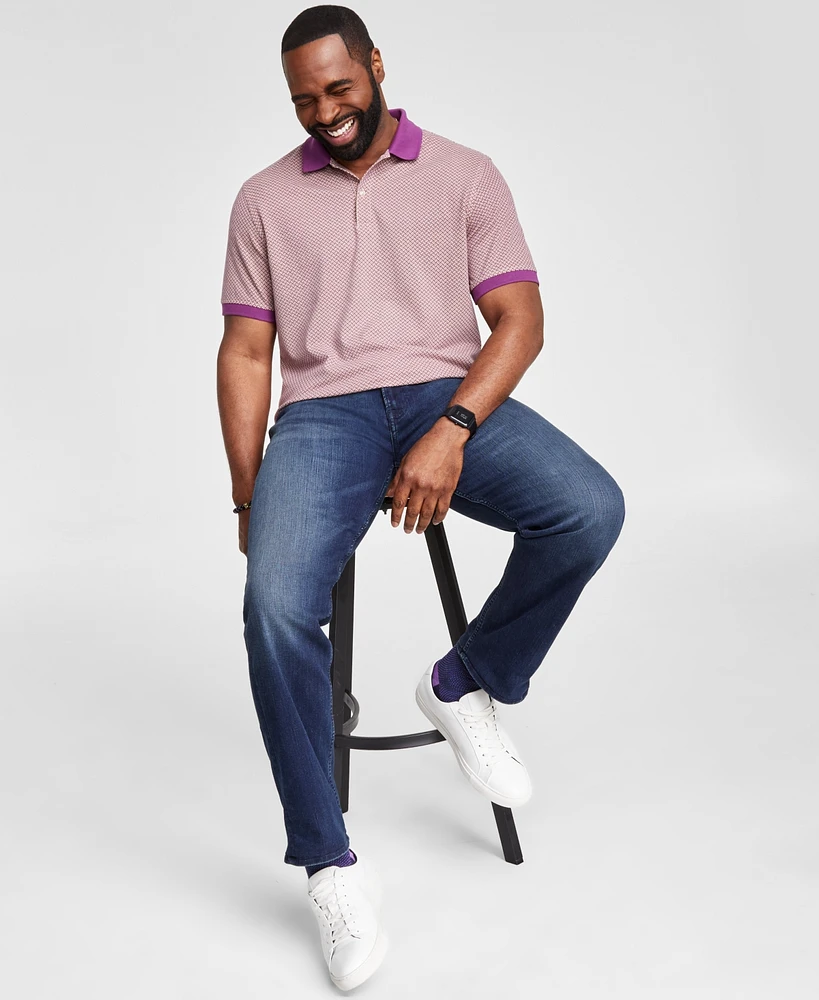 Club Room Men's Regular-Fit Geo-Print Performance Polo Shirt, Created for Macy's