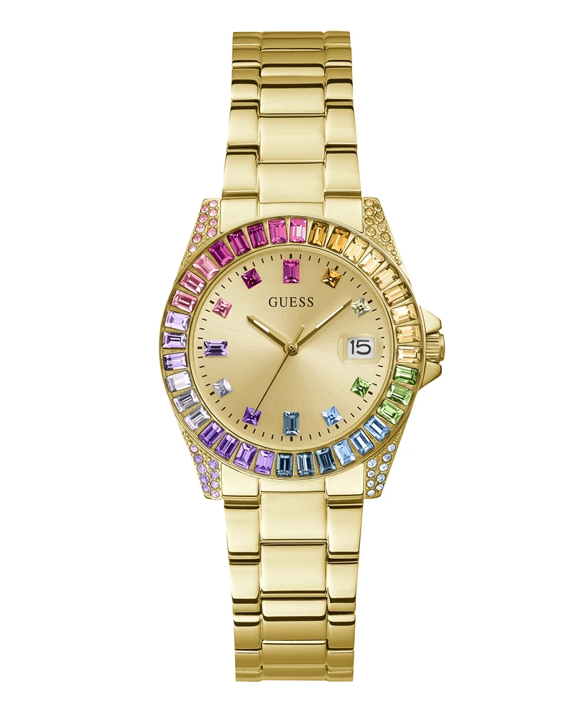 Guess Women's Date Gold-Tone Stainless Steel Watch, 34mm