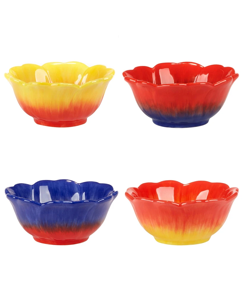 Certified International Poppy 3-d Flower Set of 4 Ice Cream Bowls