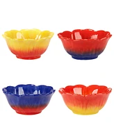 Certified International Poppy 3-d Flower Set of 4 Ice Cream Bowls