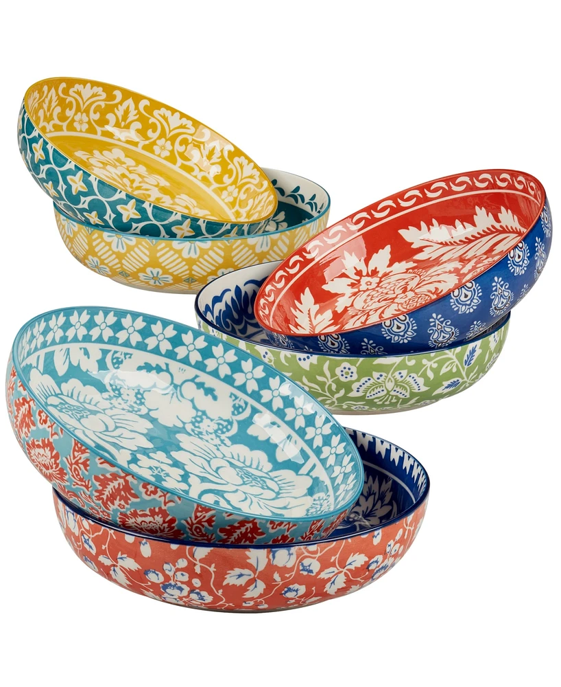 Certified International Panache Set of 6 Soup or Pasta Bowls, 6 Asst