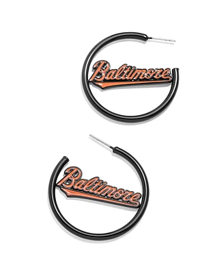 Women's Baublebar Baltimore Orioles Enamel Hoop Earrings