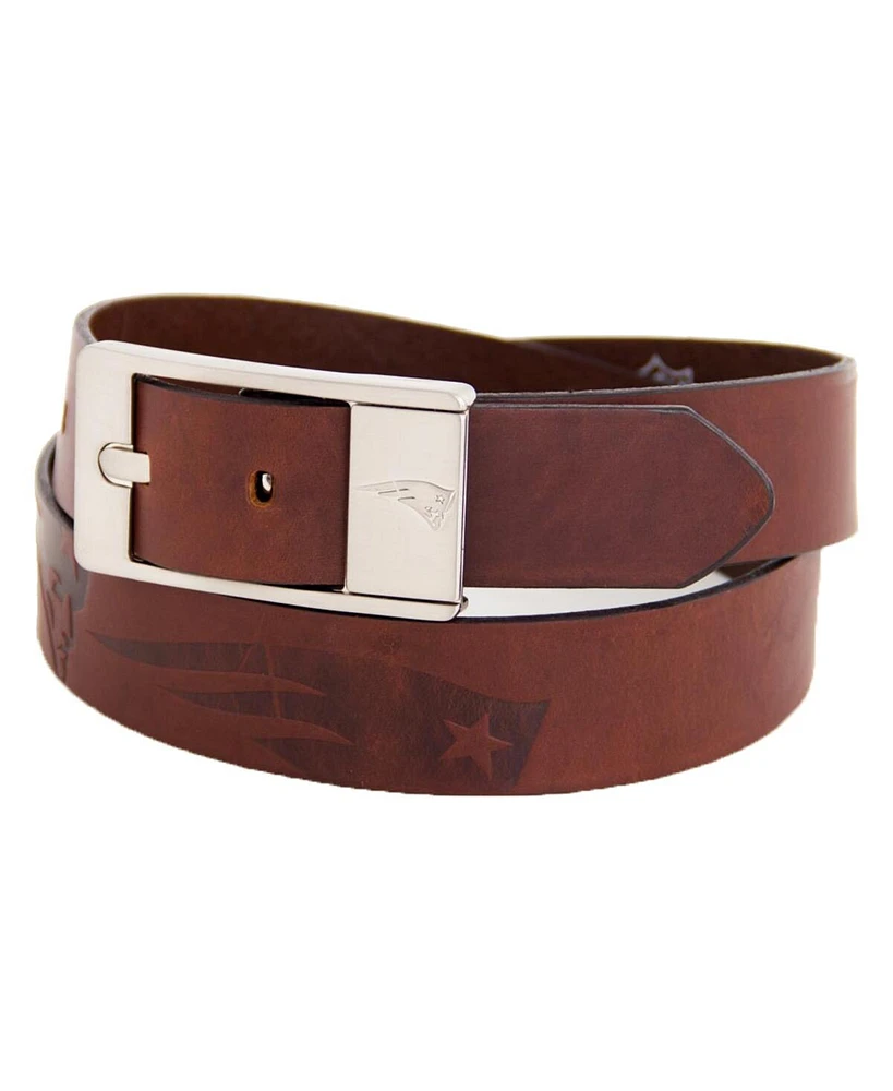 Men's New England Patriots Brandish Leather Belt - Brown