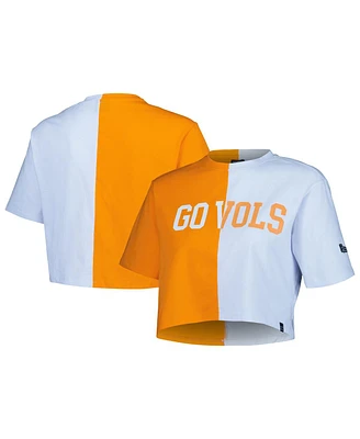 Women's Hype And Vice Tennessee Orange, White Volunteers Color Block Brandy Cropped T-shirt