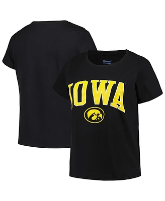 Women's Profile Black Iowa Hawkeyes Plus Arch Over Logo Scoop Neck T-shirt