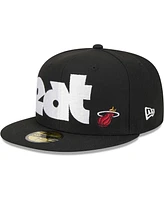 Men's New Era Black Miami Heat Checkerboard Uv 59FIFTY Fitted Hat