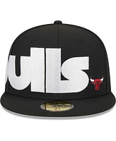 Men's New Era Black Chicago Bulls Checkerboard Uv 59FIFTY Fitted Hat