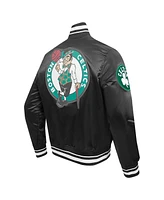 Men's Pro Standard Black Boston Celtics Script Tail Full-Snap Satin Varsity Jacket