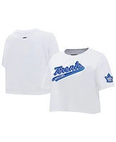 Women's Pro Standard White Toronto Maple Leafs Boxy Script Tail Cropped T-shirt