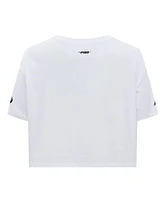 Women's Pro Standard White Colorado Avalanche Boxy Script Tail Cropped T-shirt