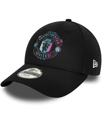Youth Boys and Girls New Era Black Manchester United Holographic 9FORTY Adjustable Hat