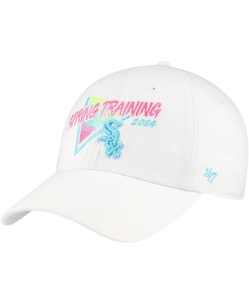 Men's '47 Brand White Chicago White Sox 2024 Spring Training Vapor Wave Clean Up Adjustable Hat