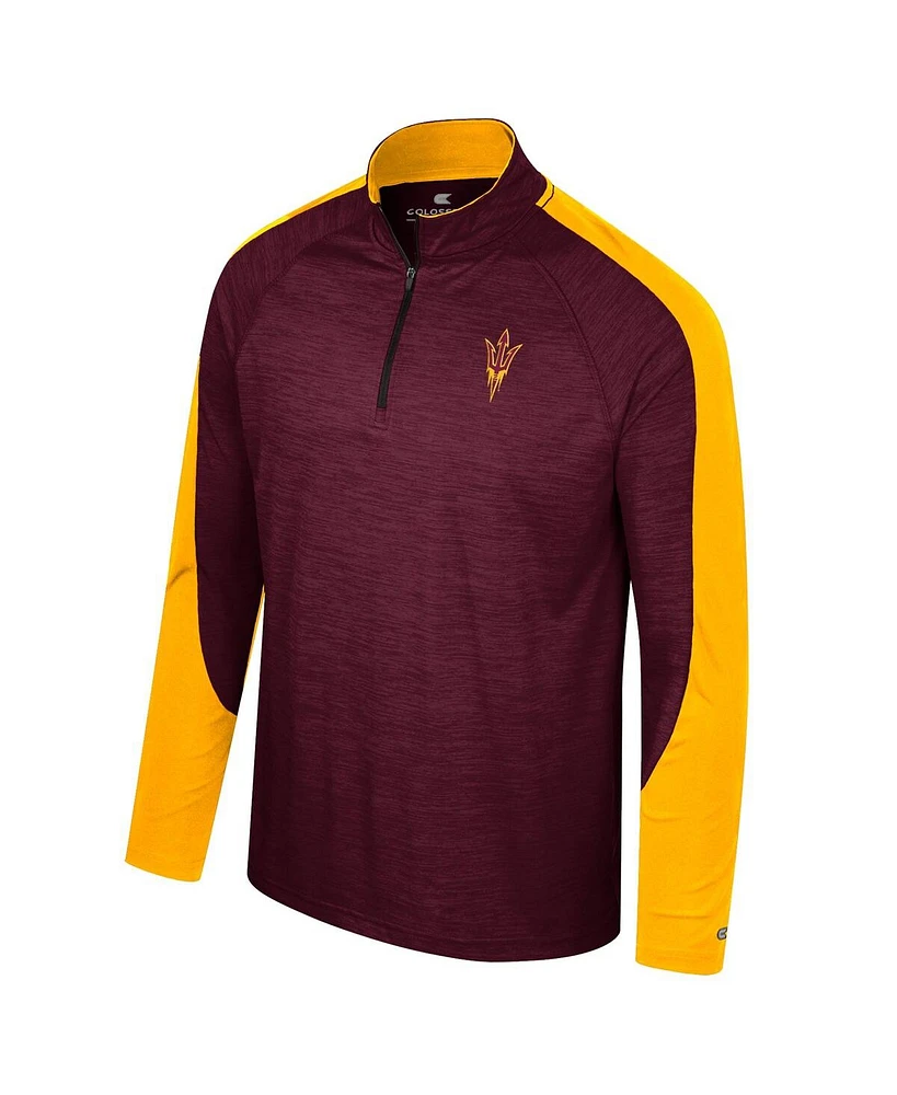 Men's Colosseum Maroon Arizona State Sun Devils Langmore Raglan Quarter-Zip Top