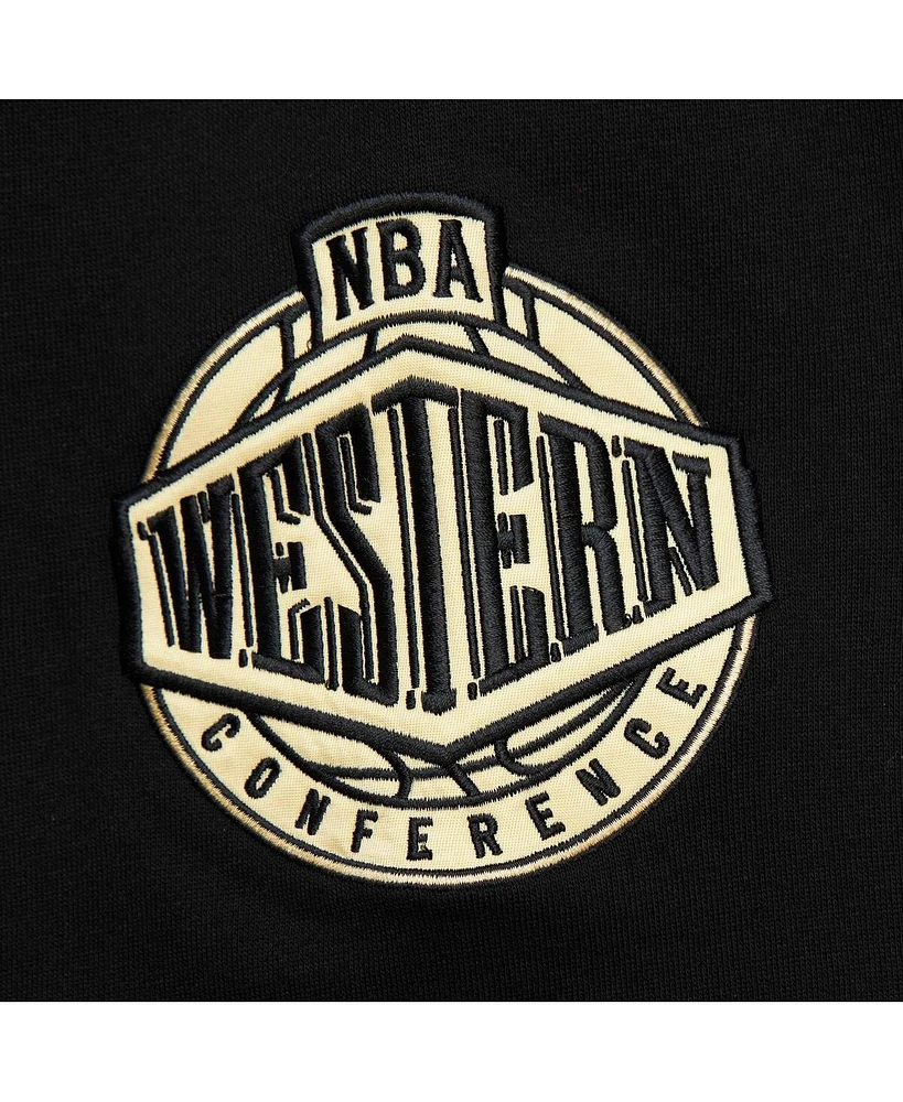 Men's Mitchell & Ness Black Distressed Los Angeles Lakers Team Og 2.0 Vintage-Like Logo Fleece Pullover Hoodie