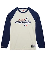 Men's Mitchell & Ness Cream Washington Capitals Legendary Slub Vintage-Like Raglan Long Sleeve T-shirt