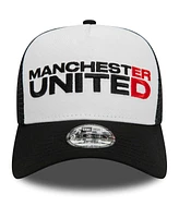 Youth Boys and Girls New Era Black Manchester United Wordmark E-Frame 9FORTY Trucker Adjustable Hat