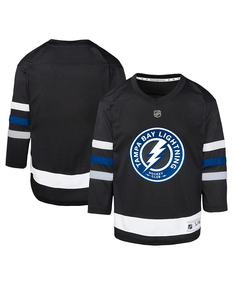 Toddler Boys and Girls Black Tampa Bay Lightning Alternate Replica Jersey