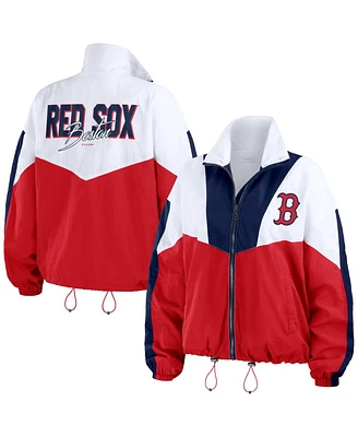 Women's Wear by Erin Andrews White, Red Boston Sox Color Block Full-Zip Windbreaker Jacket