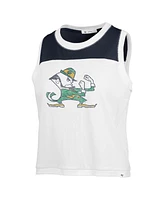 Women's '47 Brand White Distressed Notre Dame Fighting Irish Premier Zoey Waist Length Tank Top