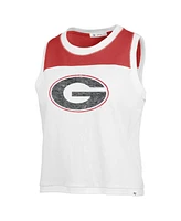 Women's '47 Brand White Distressed Georgia Bulldogs Premier Zoey Waist Length Tank Top