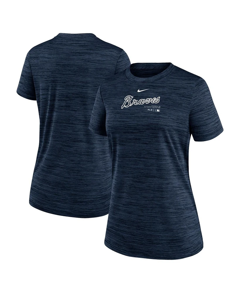 Women's Nike Navy Atlanta Braves Authentic Collection Velocity Performance T-shirt