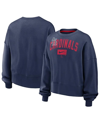 Women's Nike Navy Distressed St. Louis Cardinals Pullover Sweatshirt