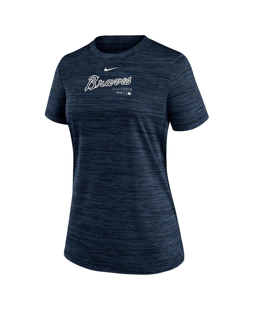 Women's Nike Navy Atlanta Braves Authentic Collection Velocity Performance T-shirt