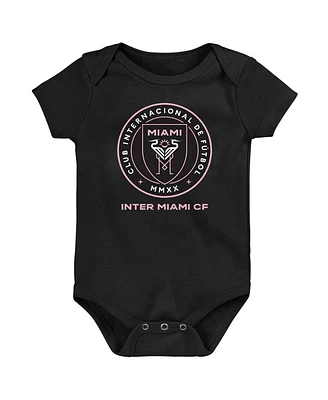 Baby Boys and Girls Black Inter Miami Cf Primary Logo Bodysuit